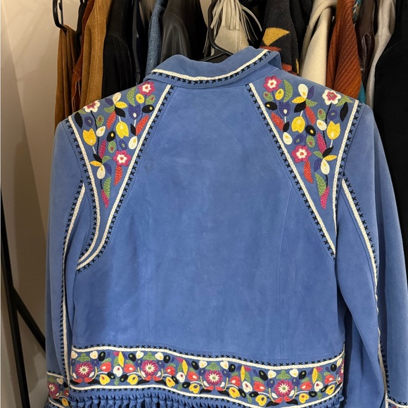Double D Ranch Blue Floral Embroidered Bomber Jacket - Picture 4 of 4